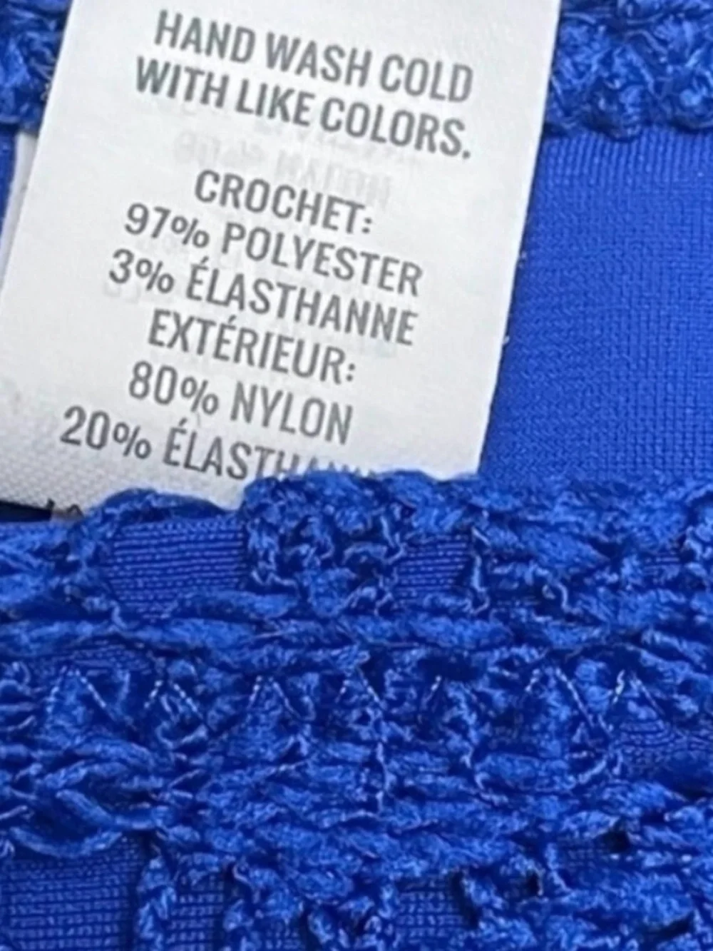 Aerie Cobalt Blue Side Tie Bikini Bottom Crochet Overlay Large
